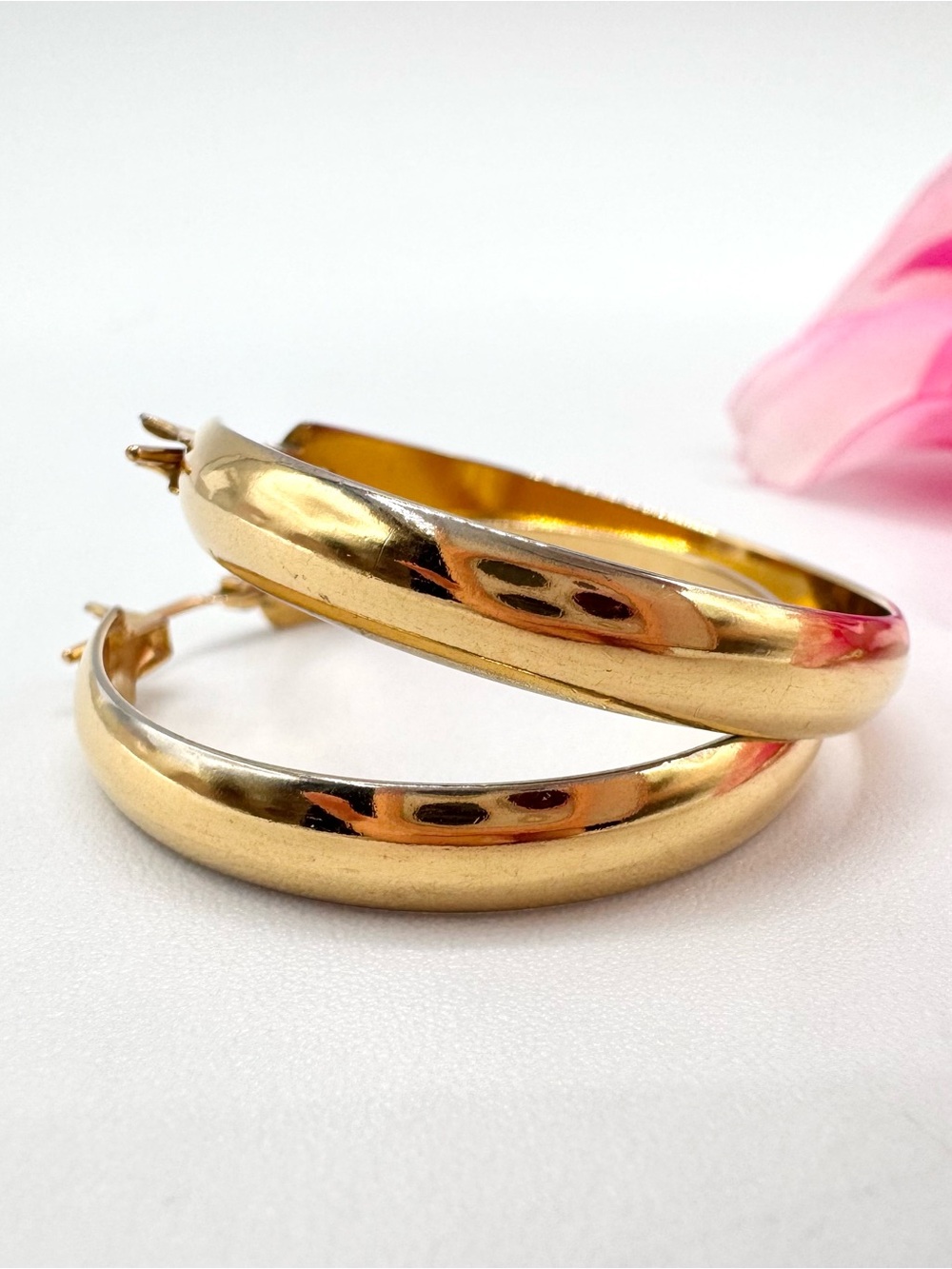 Vintage Monet Gold Tone Hoop Earrings Signed Quality Trending Runway Chic Luxe